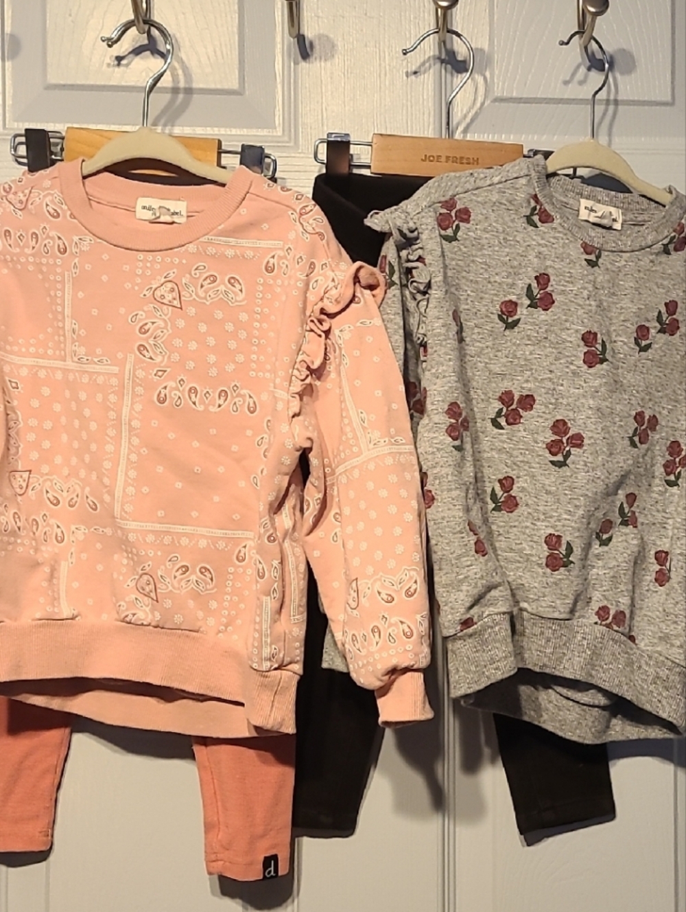 Miles the Label Pink and Grey sweaters with pants.